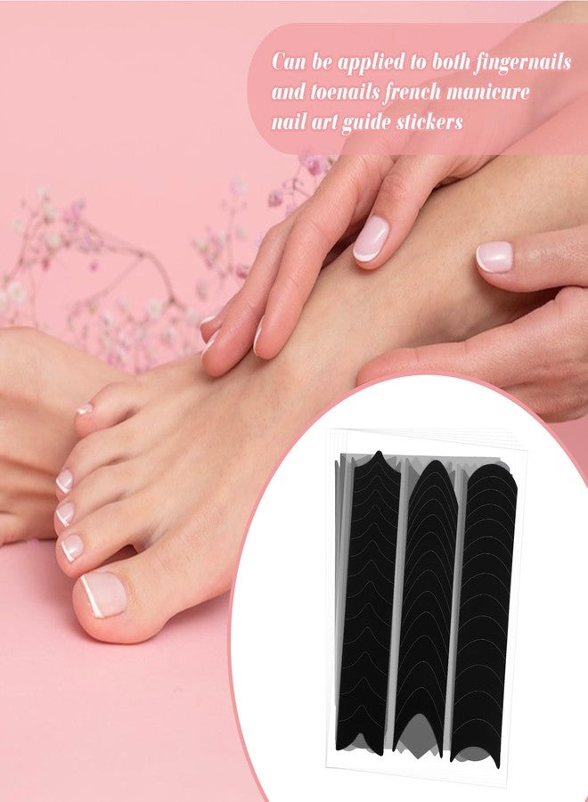 Larrel 2350Pcs French Tip Nail Stickers,French Manicure Strips Frenchs Tip Guide Stencils for Nail Art Self Adhesive Black Tips Stickers for Women DIY Nails Stencil Tools(60 Sheets 6 Different Designs) - Image 4